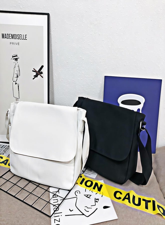 TopTie Classic Canvas Messenger Bag, White Canvas Shoulder Bag Side Bag for Men and Women - Image 3